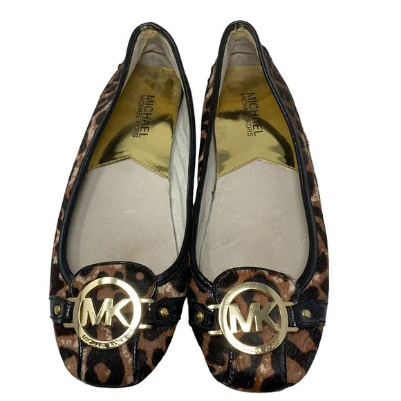 Michael x Michael Kors Fulton Leopard Calf Hair Driving Moccasins Flats Sz 6.5 - Picture 2 of 12
